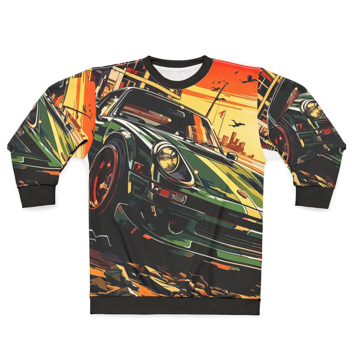 Beachside Cruise Sweatshirt with race car, motorsport, and drift design