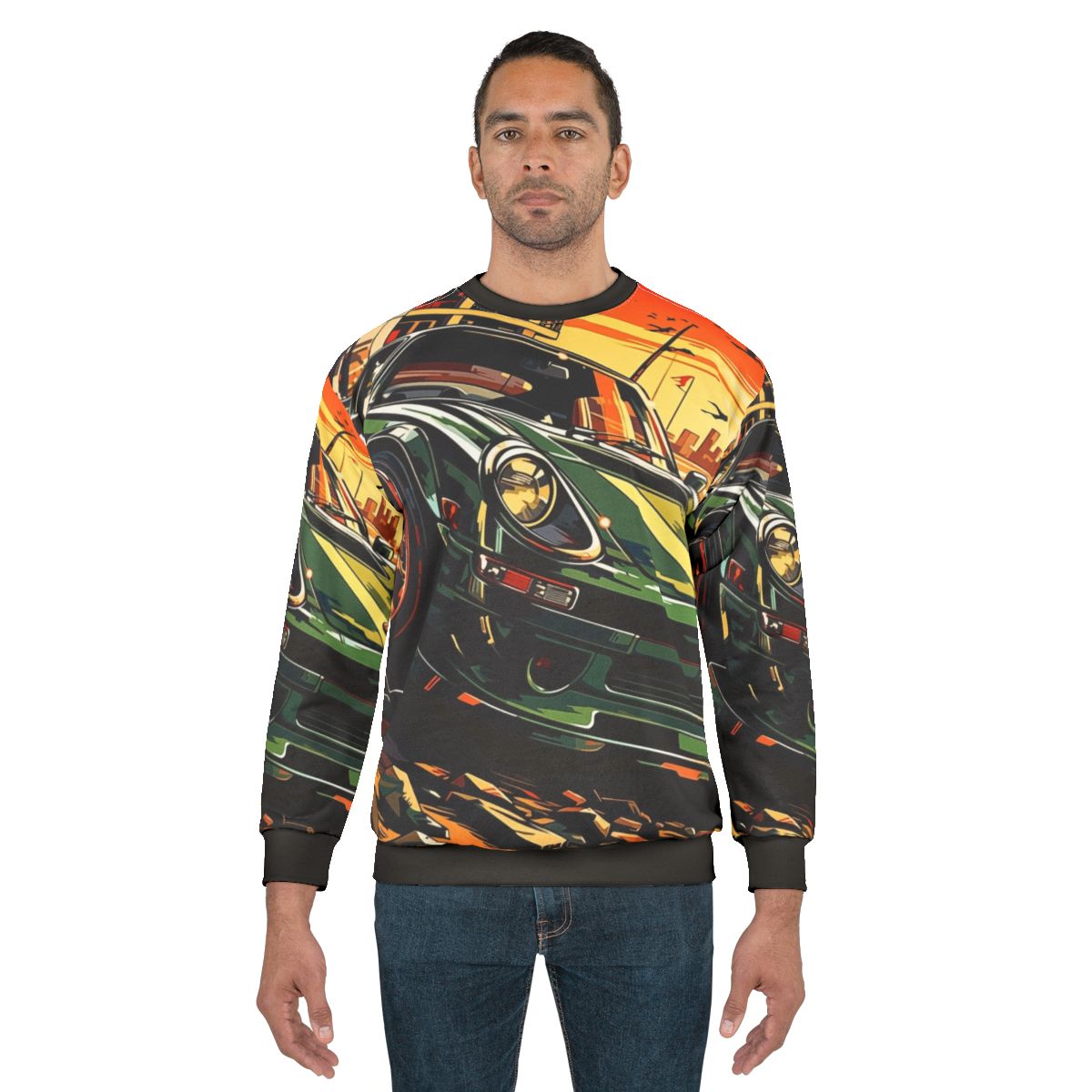 Beachside Cruise Sweatshirt with race car, motorsport, and drift design