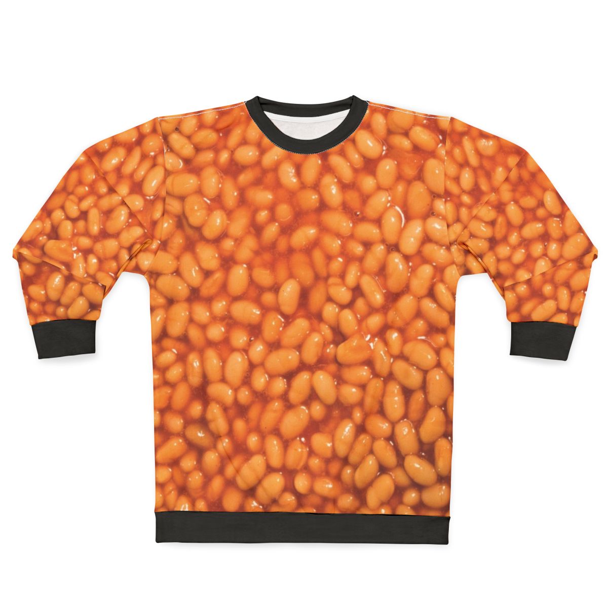 Baked beans sweatshirt with a humorous and ironic design