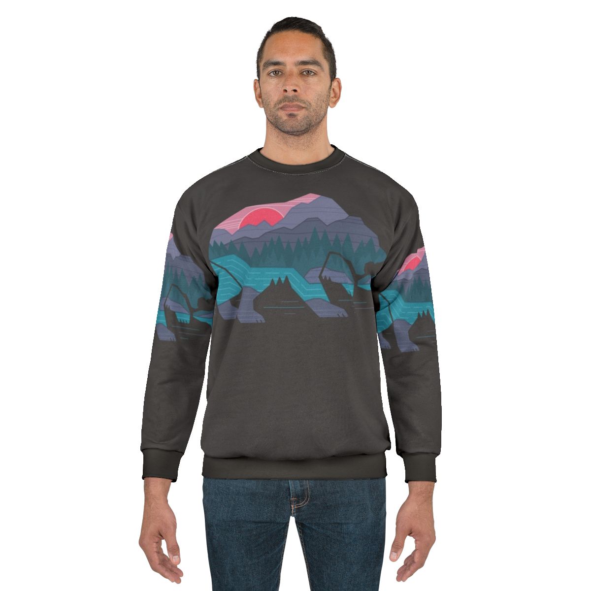 Bear Country Sweatshirt with Minimalist Nature and Wildlife Graphic