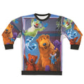 Vintage-style sweatshirt featuring the characters from the '90s kids show "Bear in the Big Blue House"