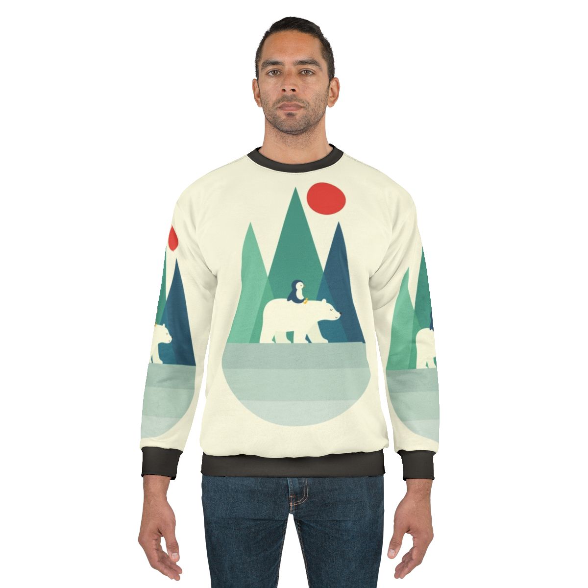 Polar bear geometric design on cozy winter sweatshirt