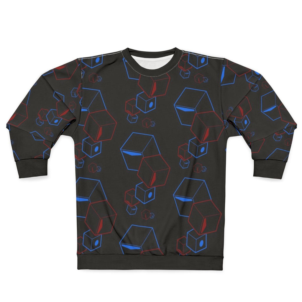 Custom Beat Saber sweatshirt with floating blocks design