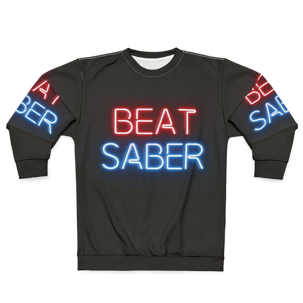 Beat Saber VR Sweatshirt with Neon Cubes and Cyberpunk Design
