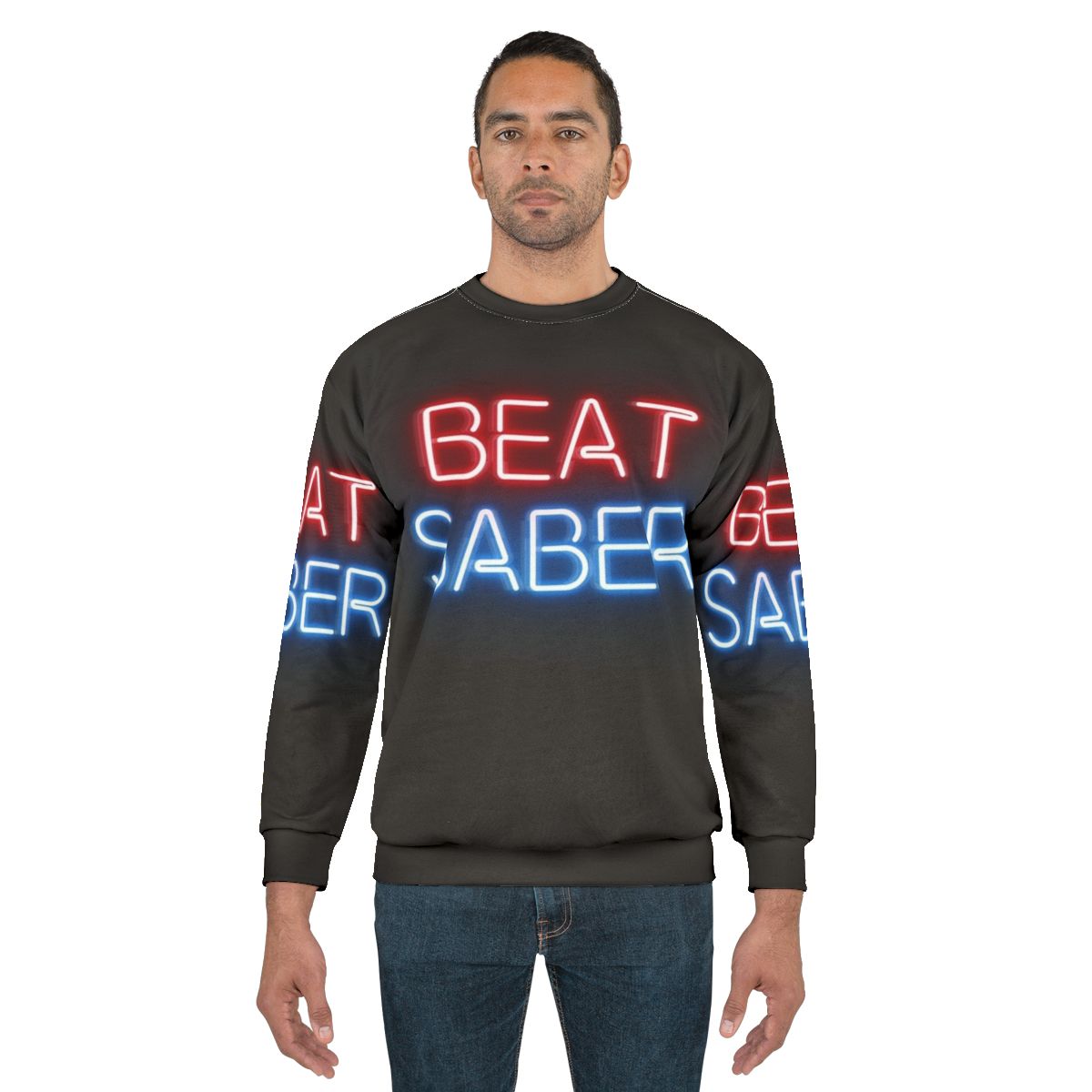Beat Saber VR Sweatshirt with Neon Cubes and Cyberpunk Design