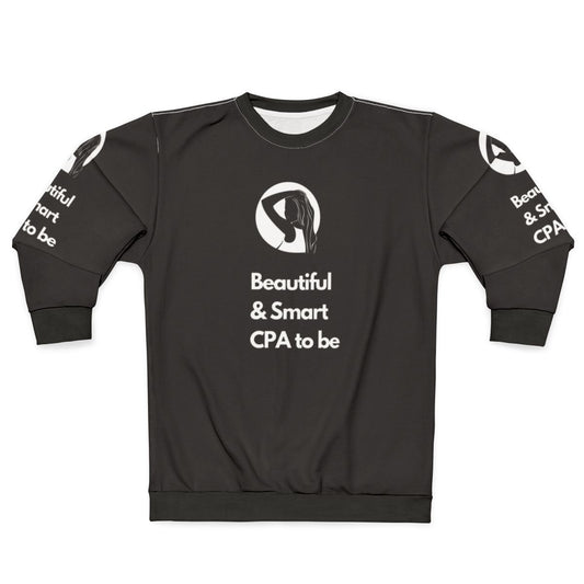 Beautiful and smart CPA to be wearing a stylish sweatshirt