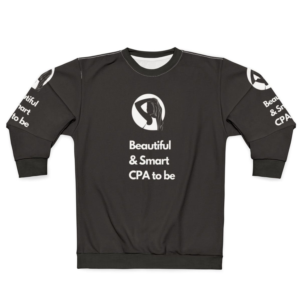 Beautiful and smart CPA to be wearing a stylish sweatshirt
