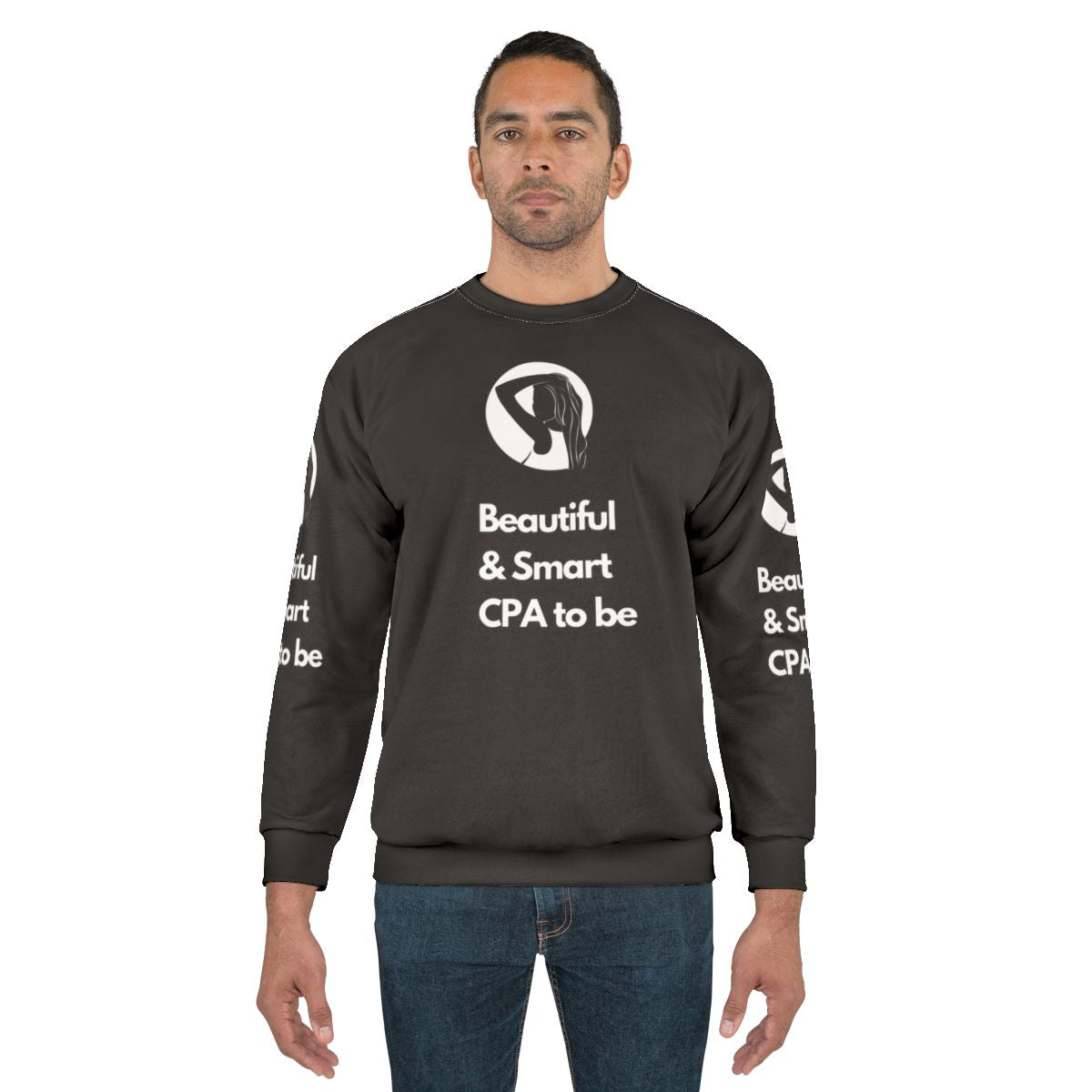 Beautiful and smart CPA to be wearing a stylish sweatshirt