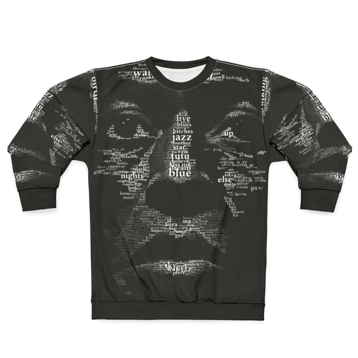 Stylish jazz-inspired sweatshirt featuring a music theme