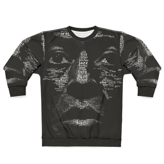 Stylish jazz-inspired sweatshirt featuring a music theme