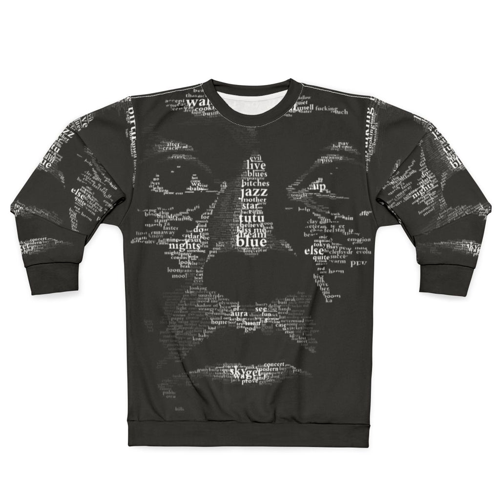 Stylish jazz-inspired sweatshirt featuring a music theme