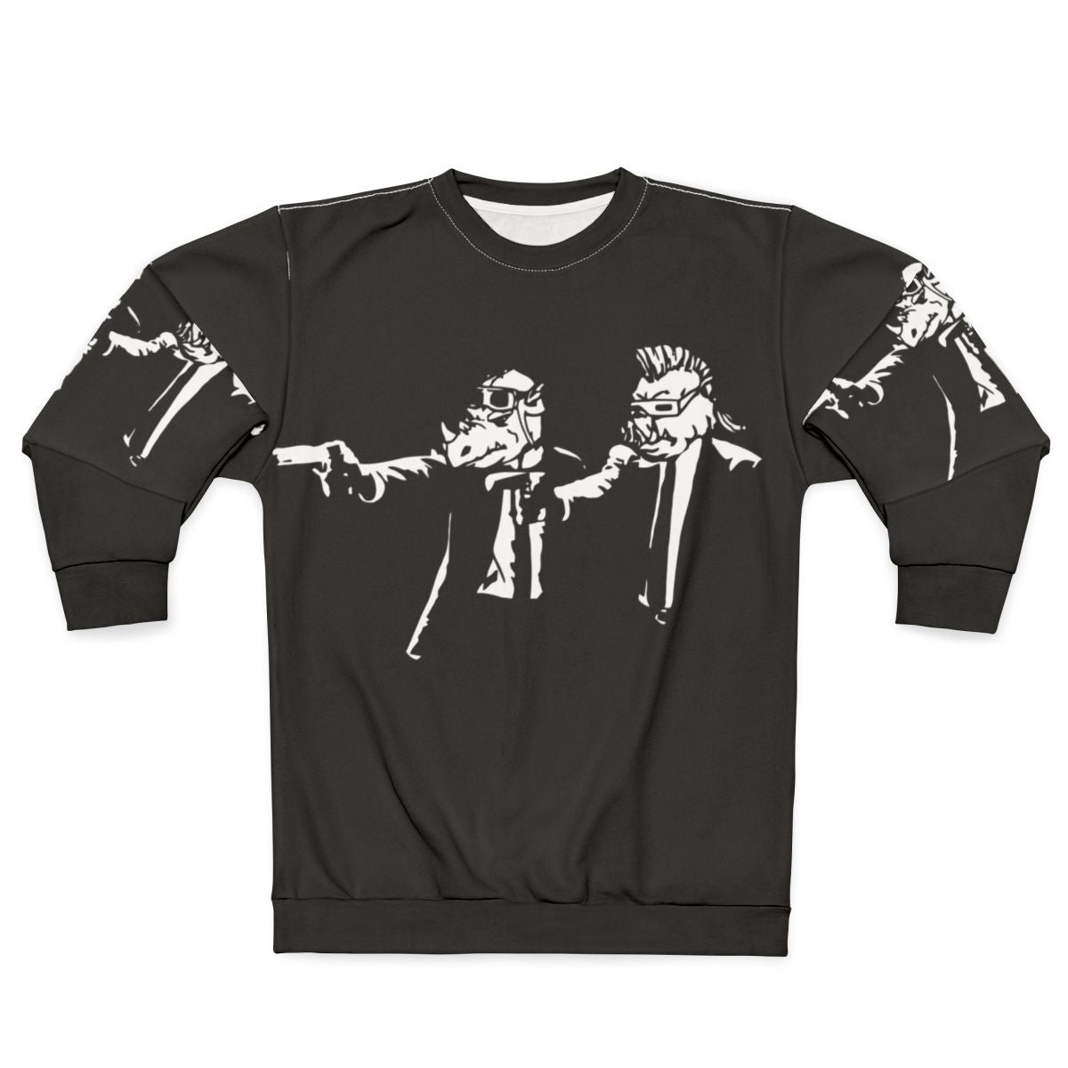 Bebop Rocksteady Thug Life Pfiction Mashup Sweatshirt featuring a retro cartoon character design