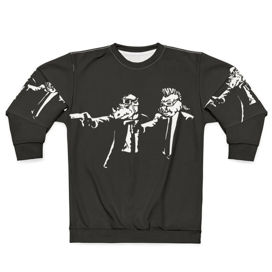 Bebop Rocksteady Thug Life Pfiction Mashup Sweatshirt featuring a retro cartoon character design