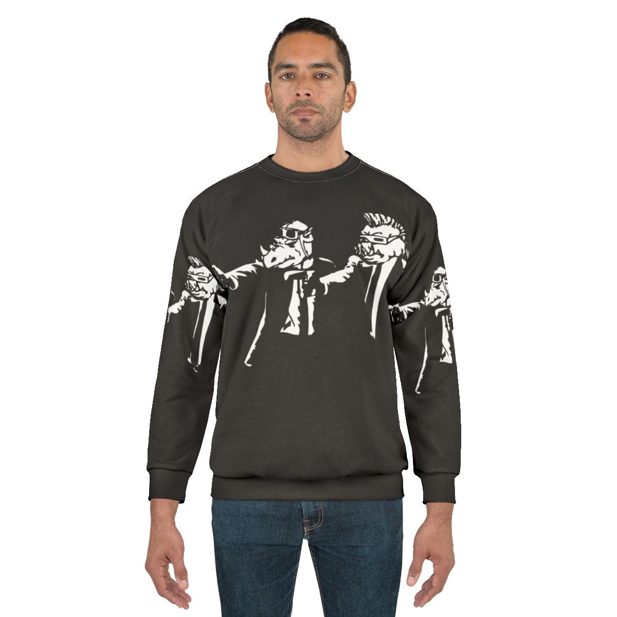 Bebop Rocksteady Thug Life Pfiction Mashup Sweatshirt featuring a retro cartoon character design