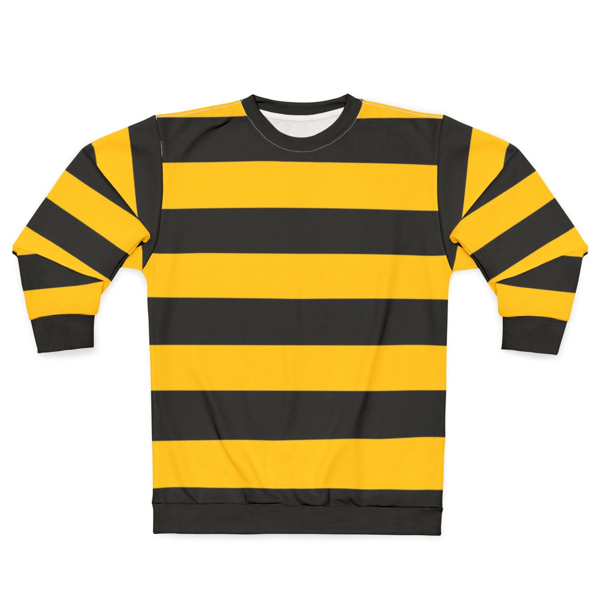 Bee pattern black and yellow striped sweatshirt