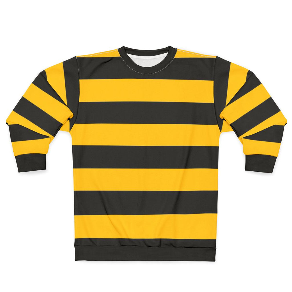 Bee pattern black and yellow striped sweatshirt
