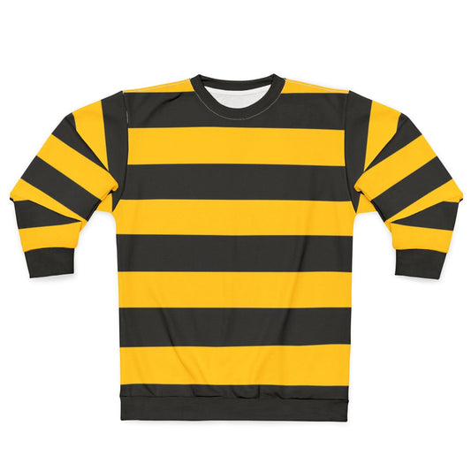 Bee pattern black and yellow striped sweatshirt