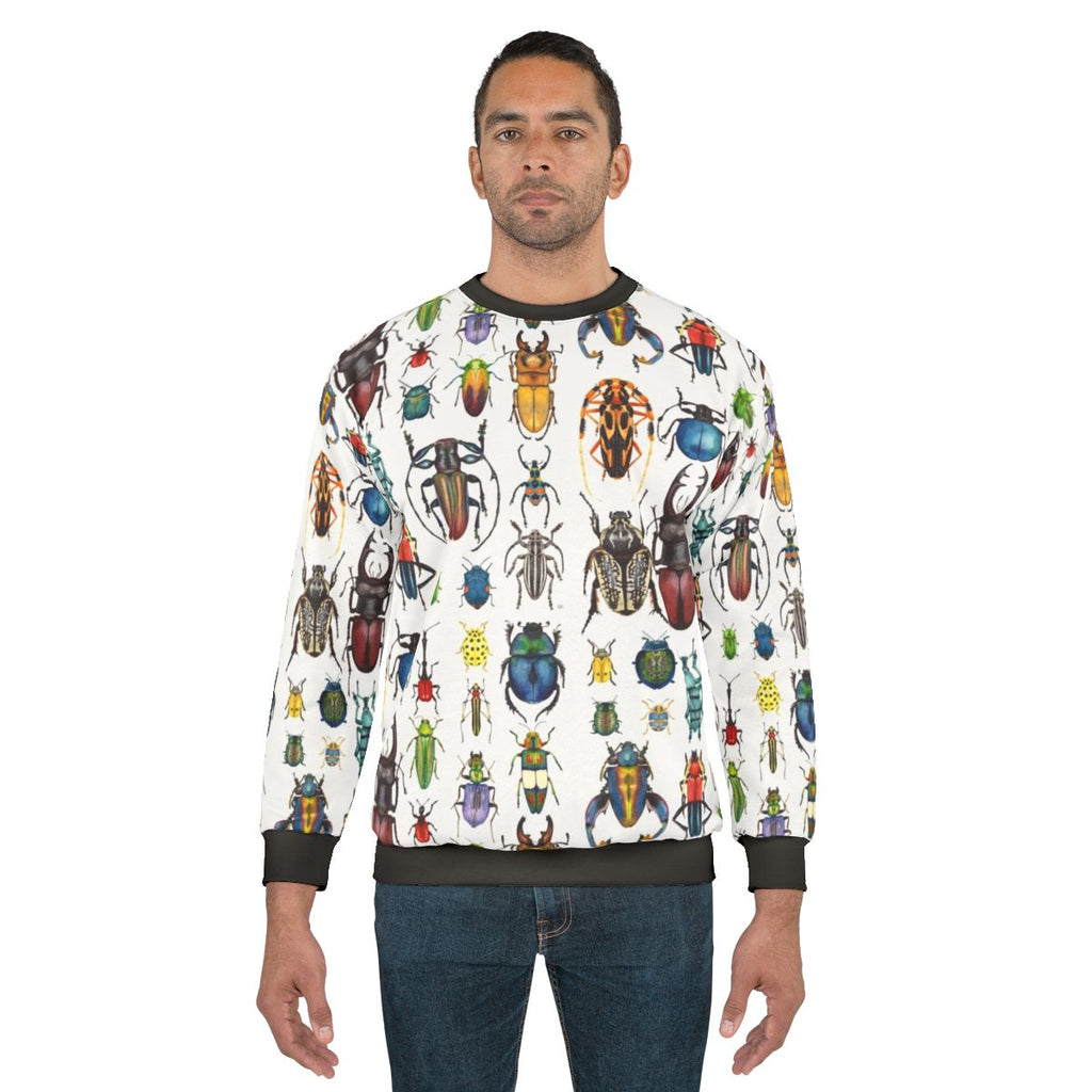 Beetle Collection Sweatshirt featuring a vibrant watercolor insect design