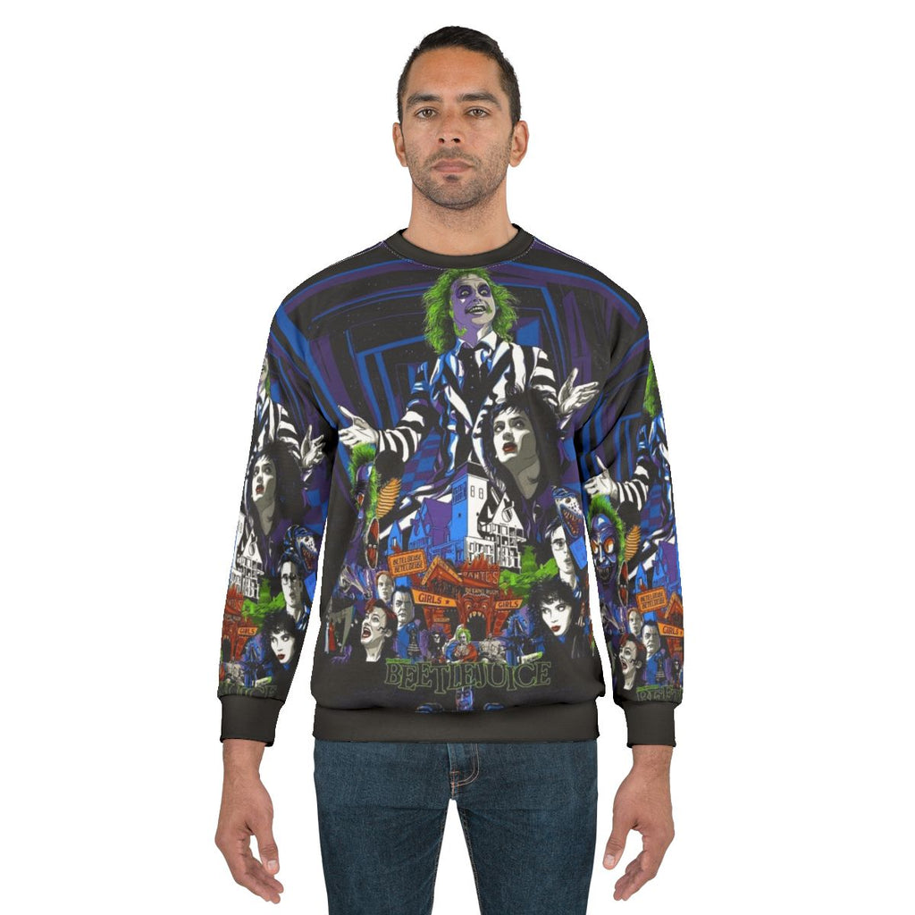 Beetlejuice movie merchandise, oversized vintage 80s gothic style sweatshirt