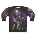 Beetlejuice inspired sweatshirt with dark and gothic design
