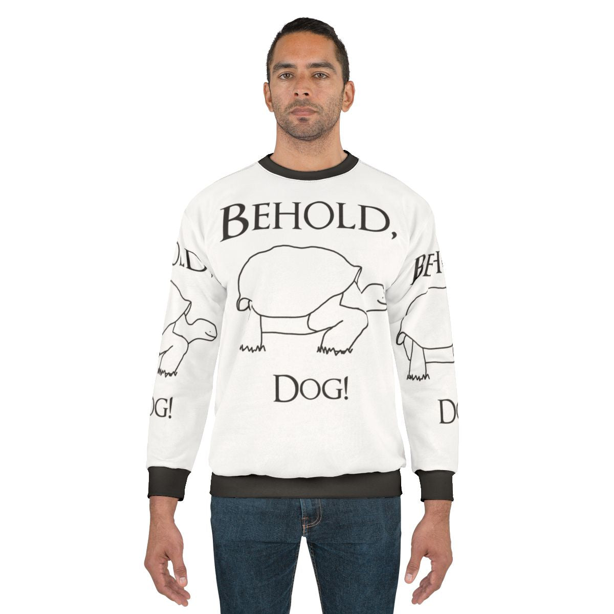 Elden Ring Sweatshirt featuring a Behold the Dog meme design