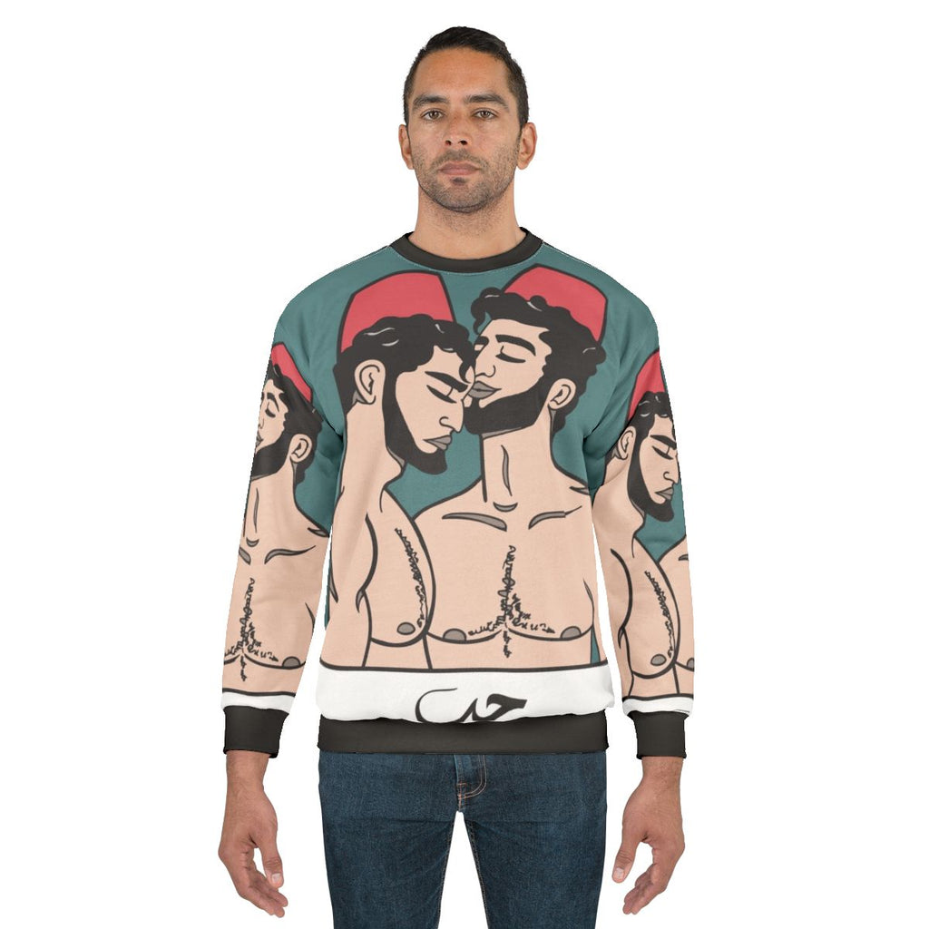 Beiruti Boys Gay Pride Sweatshirt with Middle Eastern Gay Art Illustration