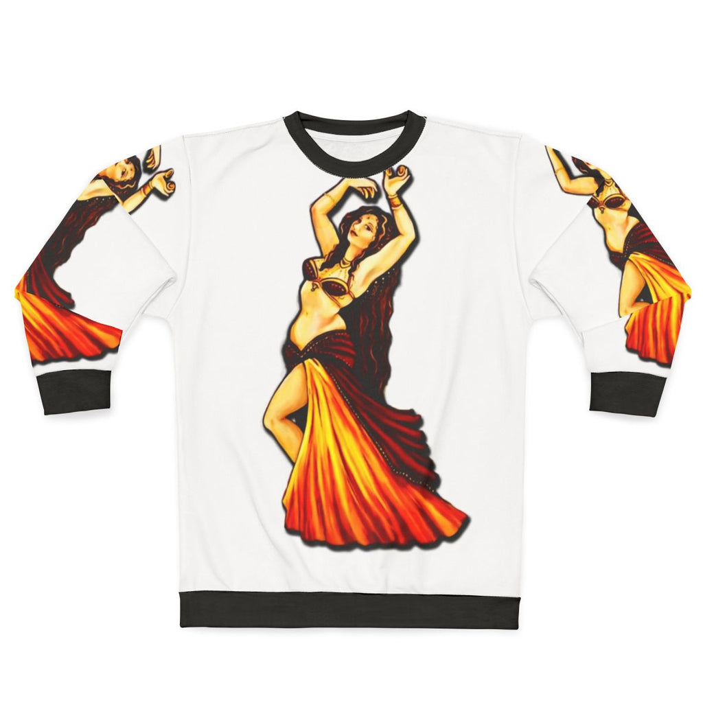 Belly dancer with finger cymbals in high quality sweatshirt