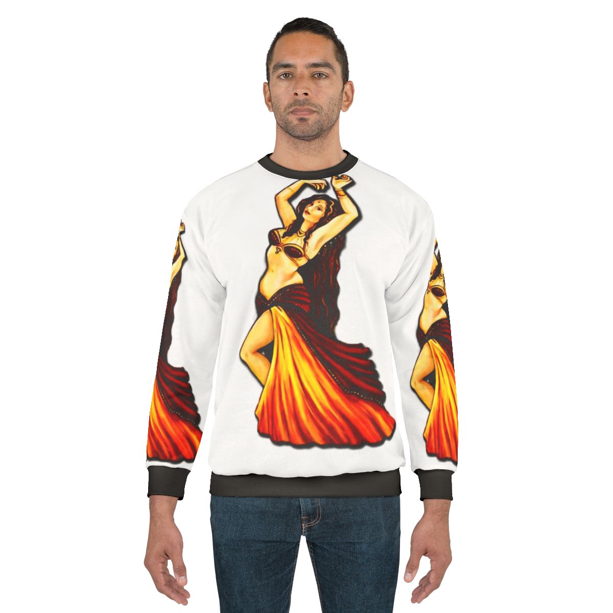 Belly dancer with finger cymbals in high quality sweatshirt