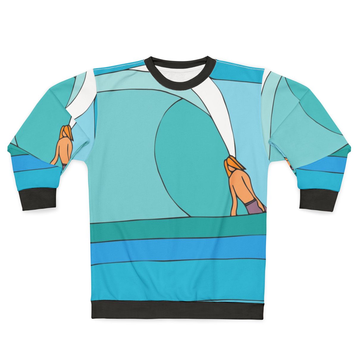 "Below Sea Level" sweatshirt with beach and ocean motif