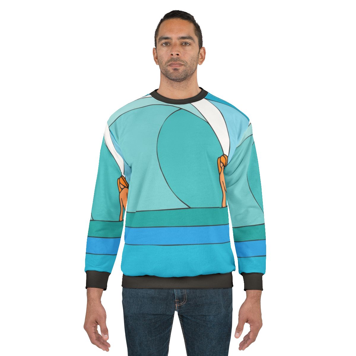 "Below Sea Level" sweatshirt with beach and ocean motif