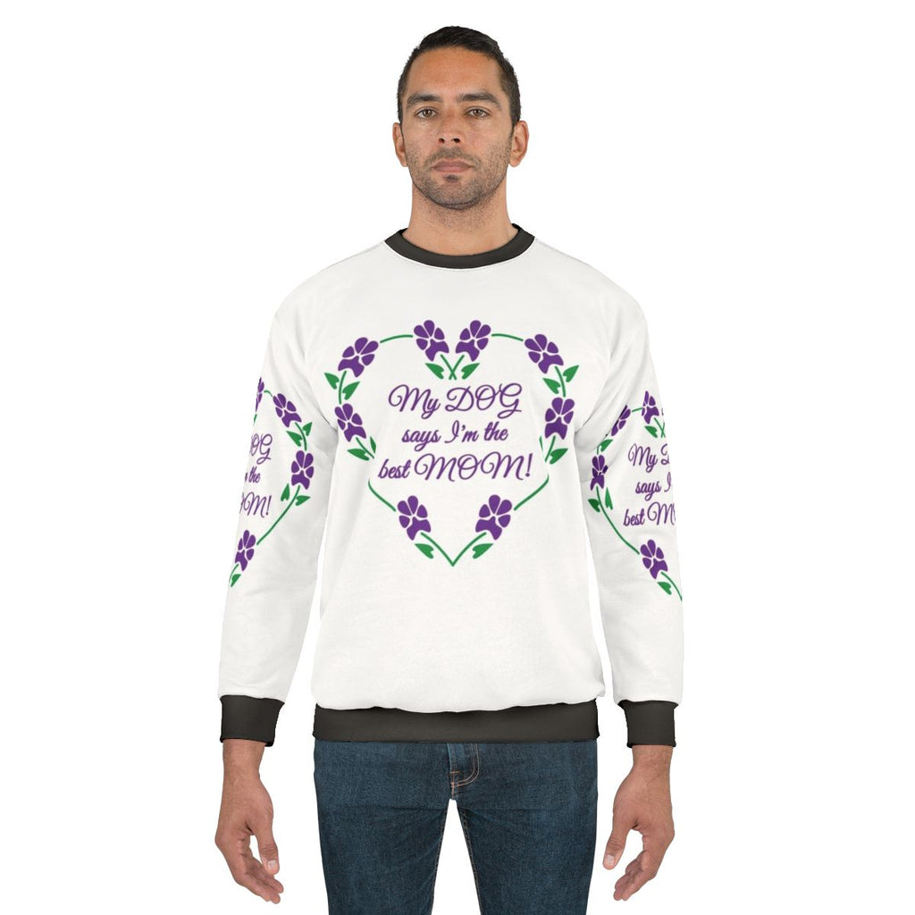 Dog Mom Sweatshirt with Pawprint Floral Design