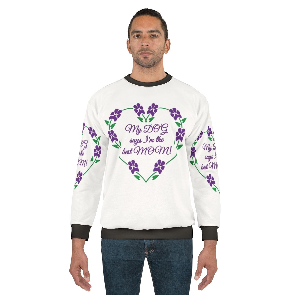 Dog Mom Sweatshirt with Pawprint Floral Design