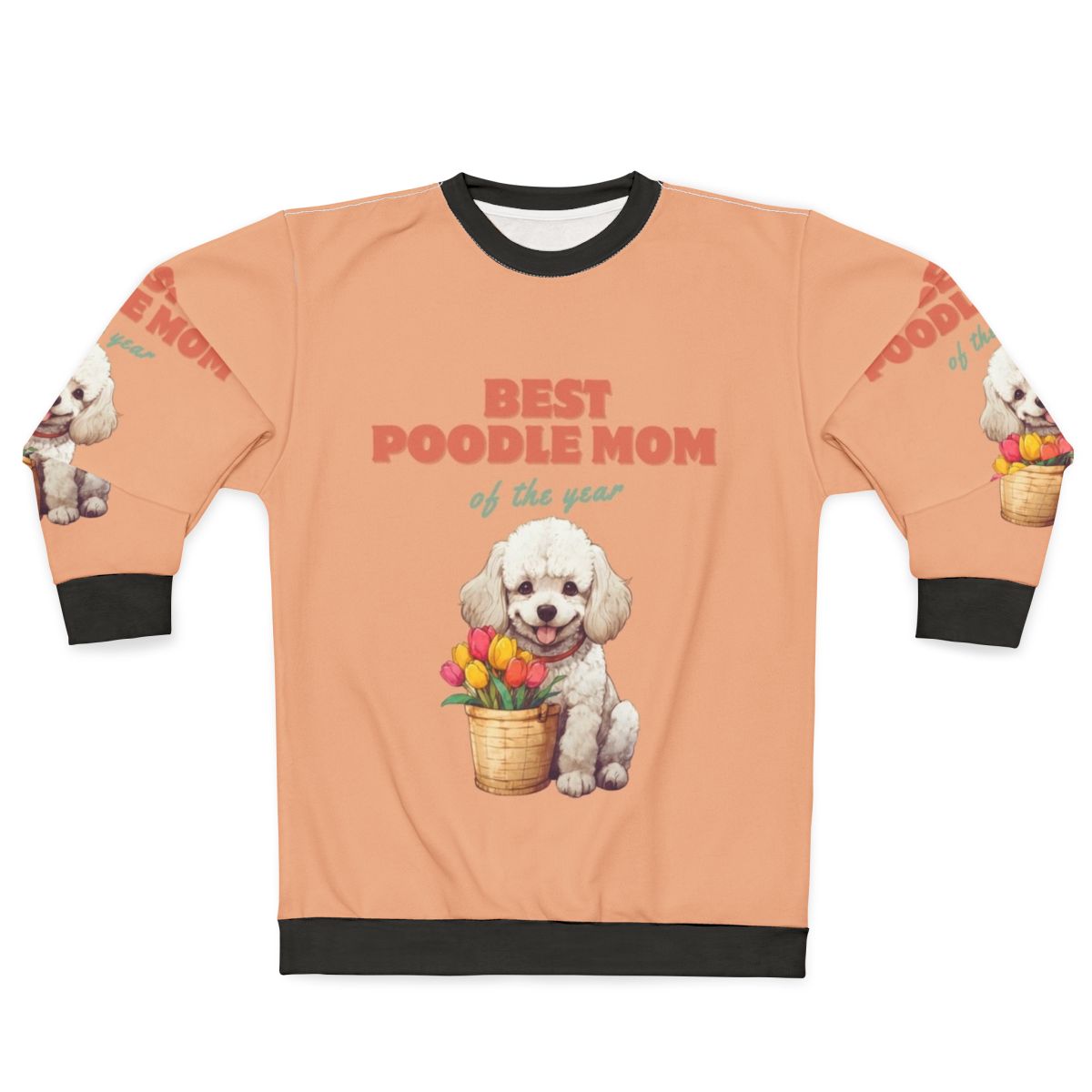 Poodle mom sweatshirt with springtime floral design