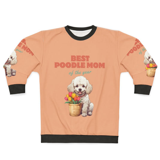 Poodle mom sweatshirt with springtime floral design
