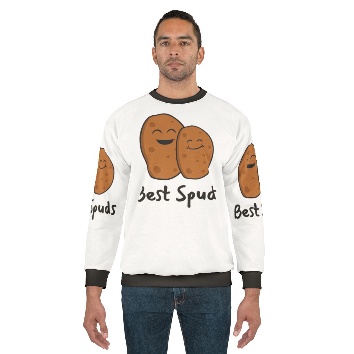 Funny potato lover sweatshirt with "I am a potato" design