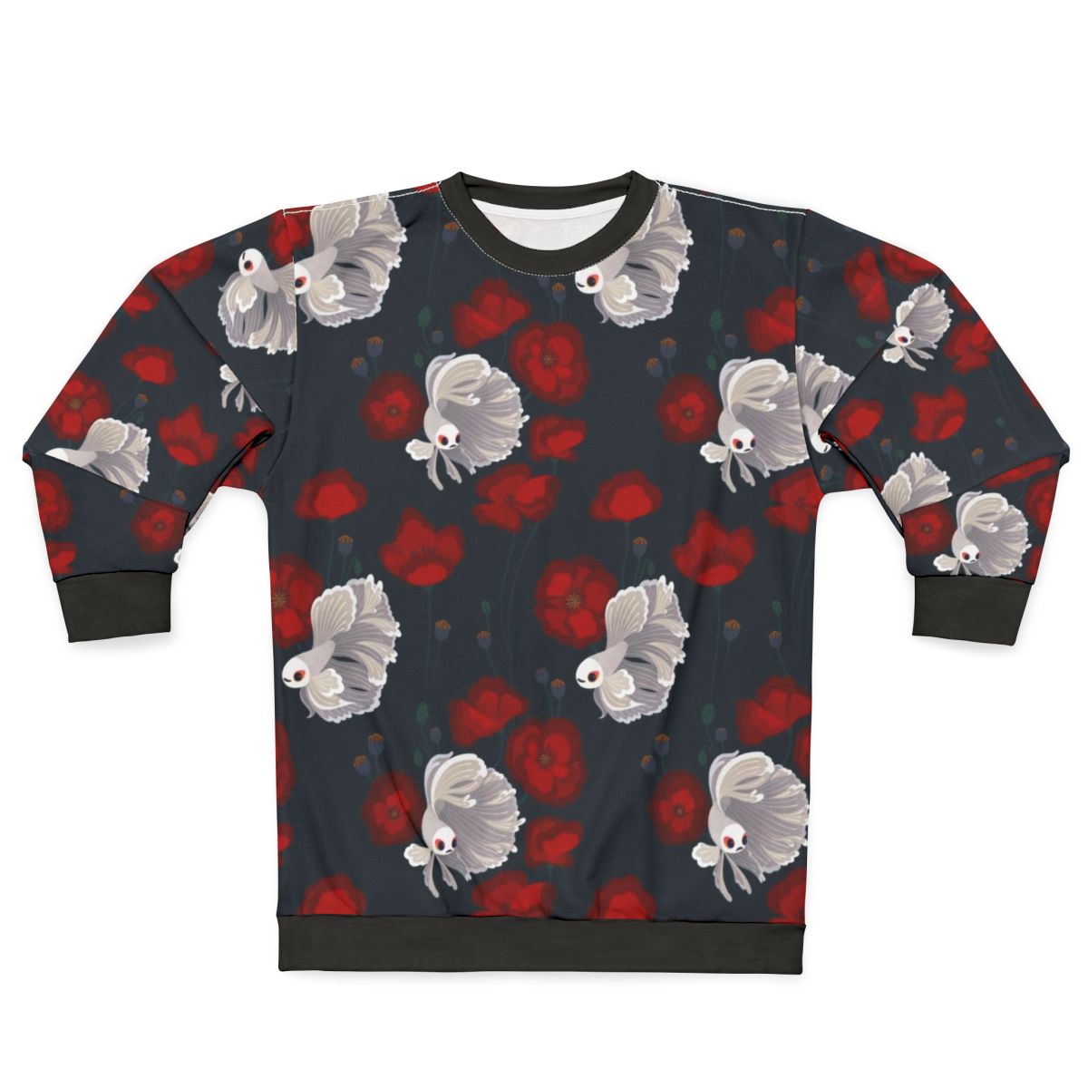 Betta fish and poppy flower graphic sweatshirt
