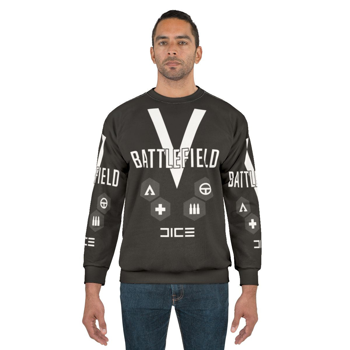Battlefield V Sweatshirt, featuring the BFV logo and military-inspired design