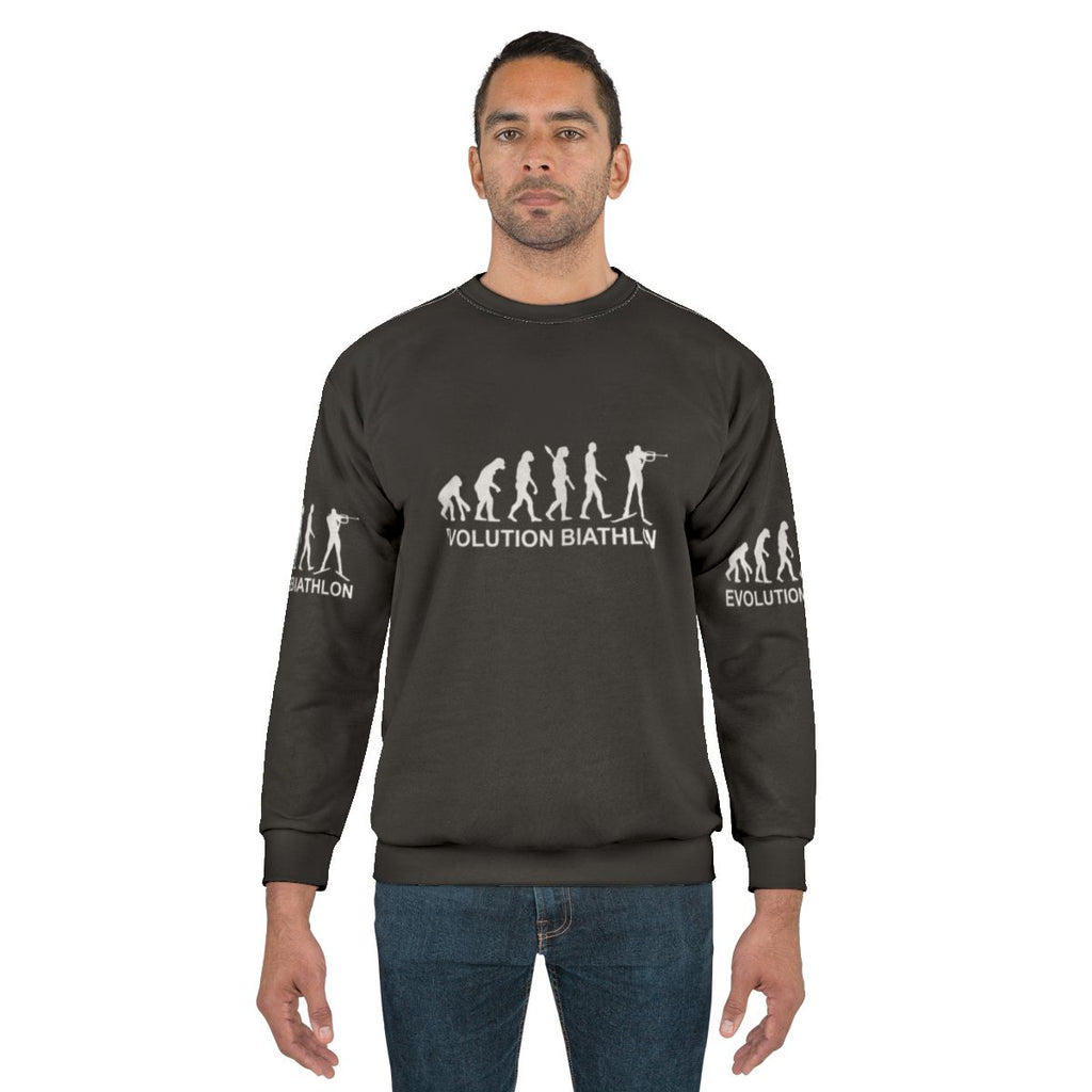 Biathlon Sweatshirt with Ski and Shooting Sport Motifs