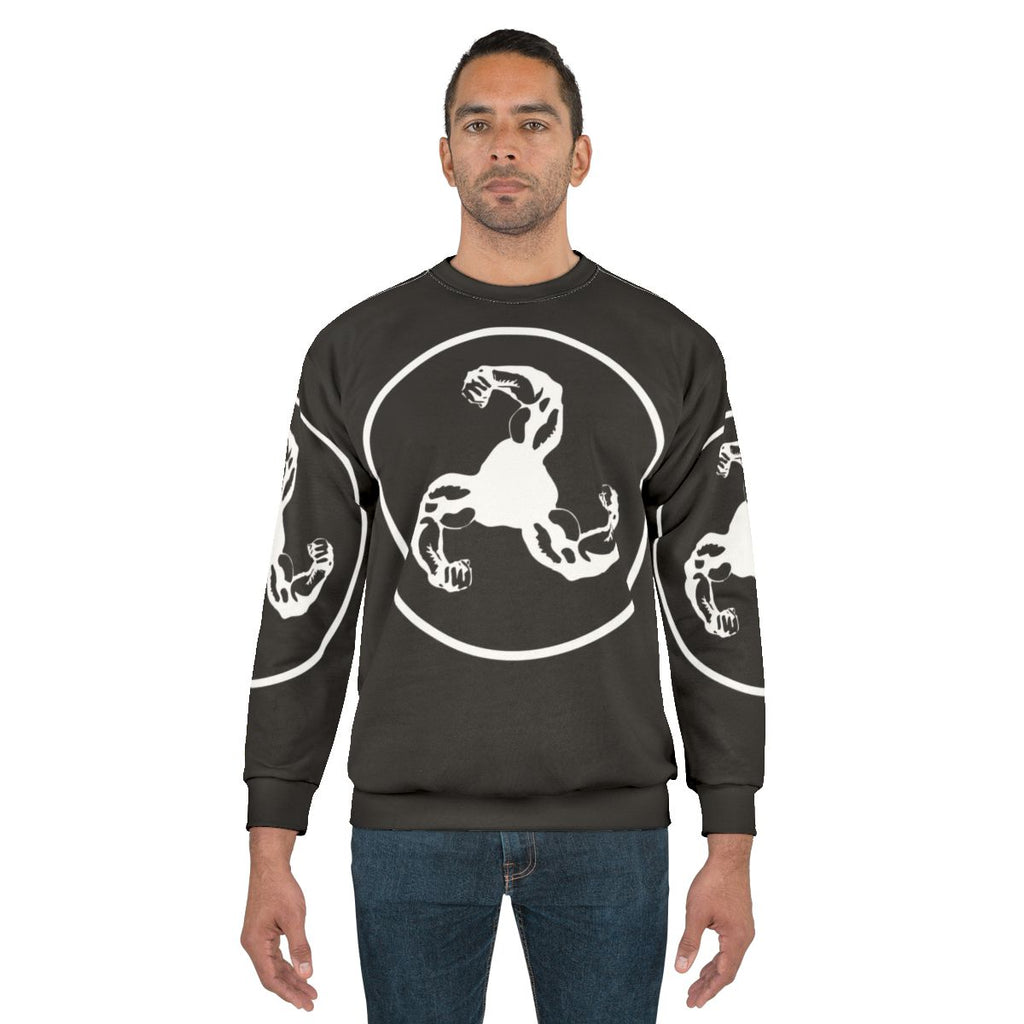 Black sweatshirt with white Bicep logo design
