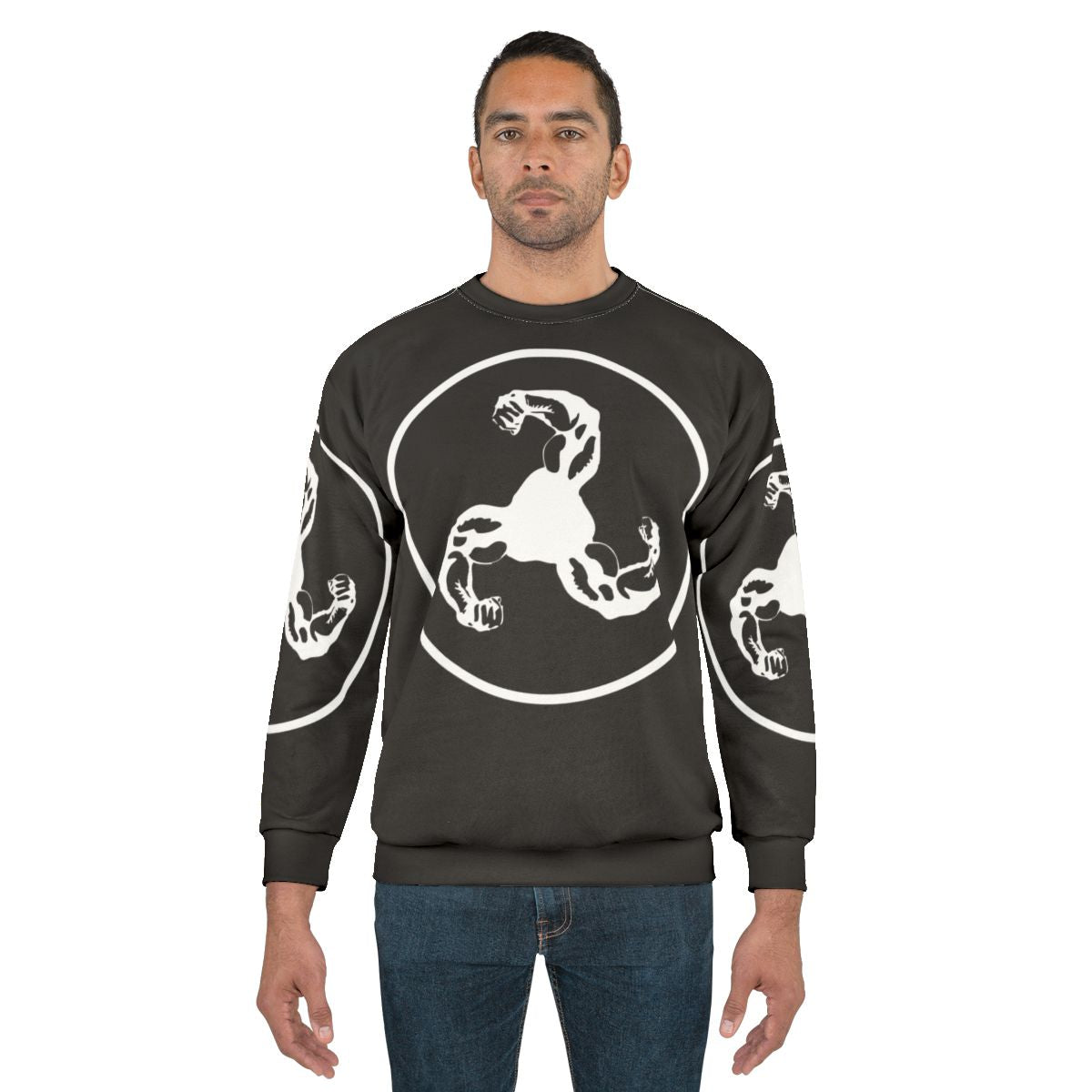 Black sweatshirt with white Bicep logo design