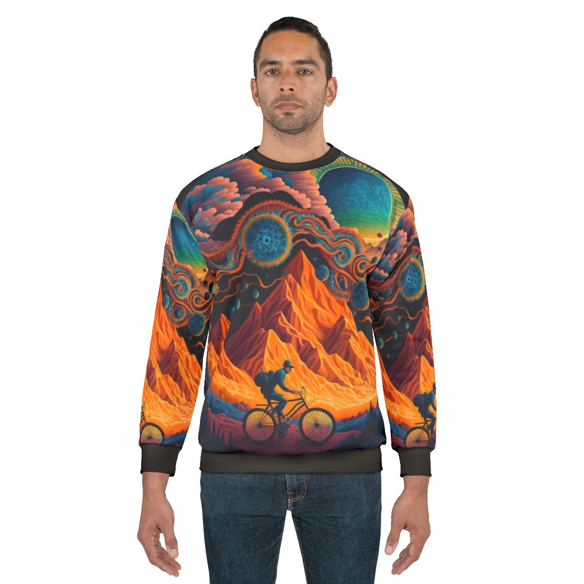Psychedelic sweatshirt with trippy art design