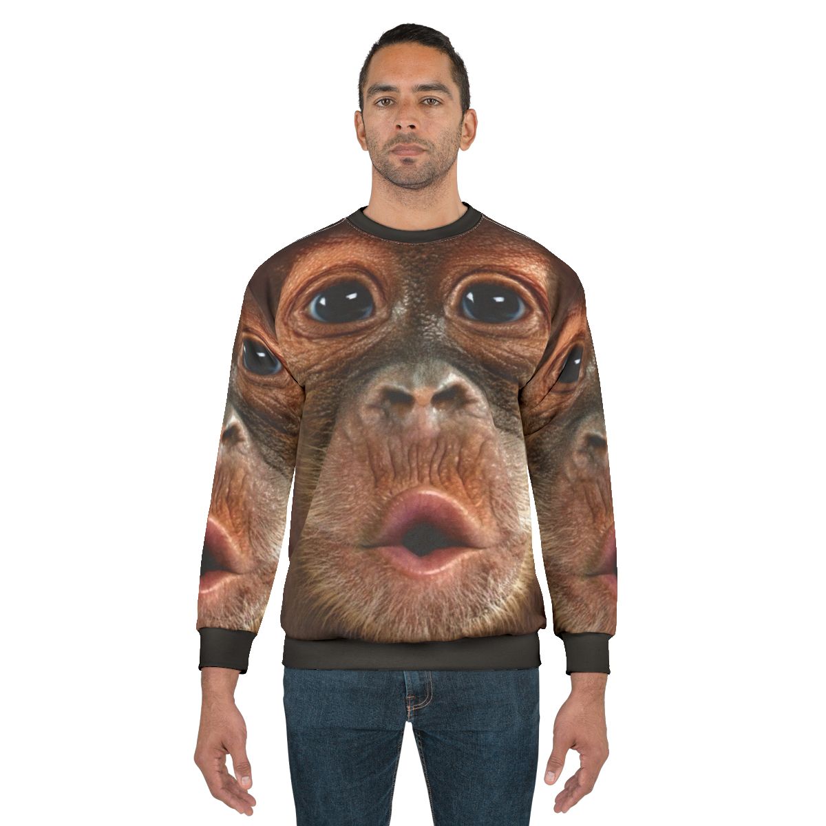 Hyper Realistic Baby Orangutan Monkey Sweatshirt