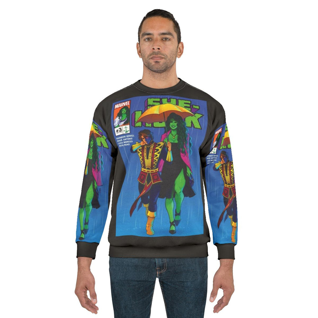 Big Green Hero Cover Sweatshirt featuring fantasy film character