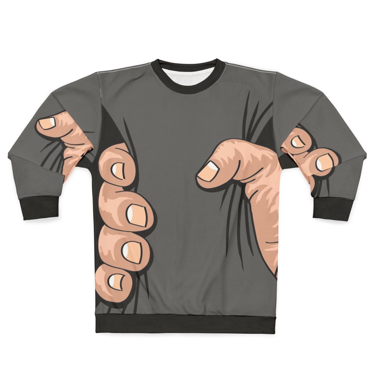 Big Hand Squeezing Sweatshirt - Funny Oversized Hand Graphic Tee