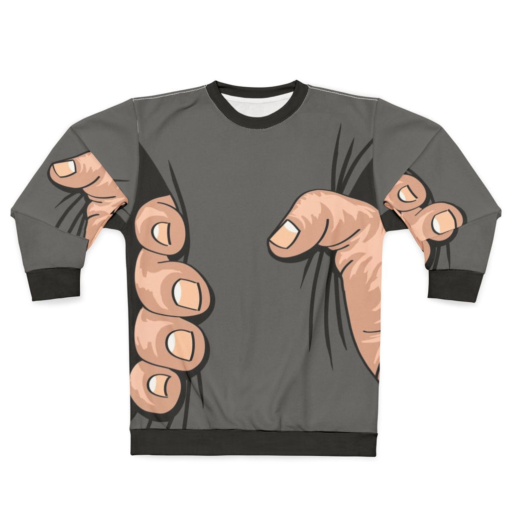 Big Hand Squeezing Sweatshirt - Funny Oversized Hand Graphic Tee