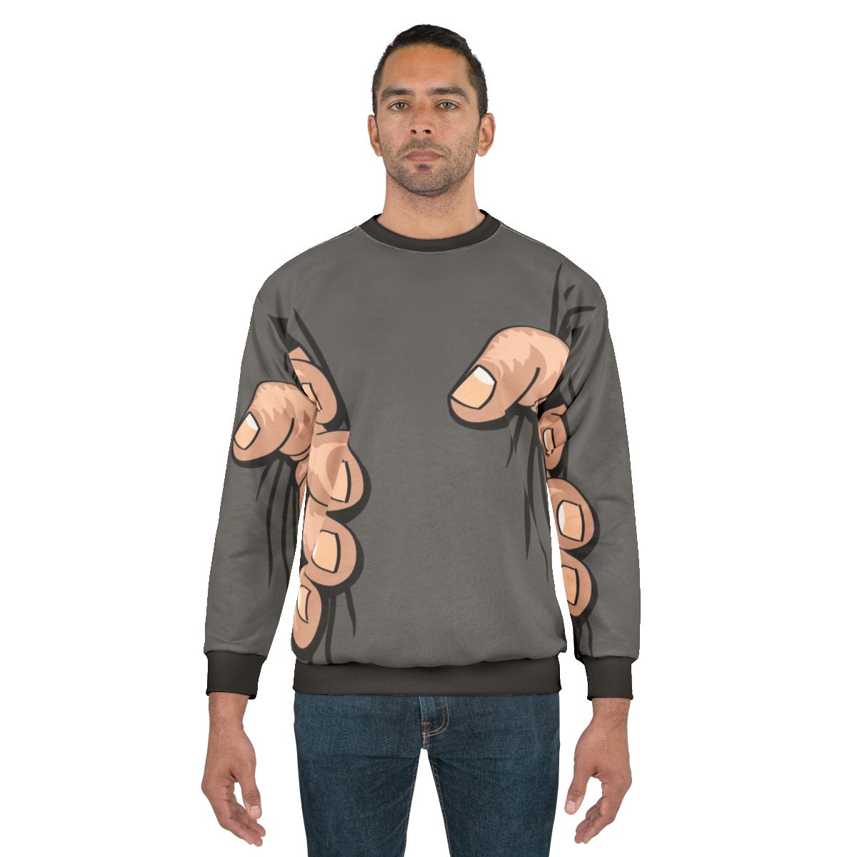Big Hand Squeezing Sweatshirt - Funny Oversized Hand Graphic Tee