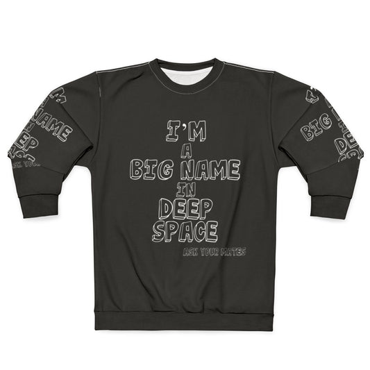 Deep space themed sweatshirt featuring indie band logo
