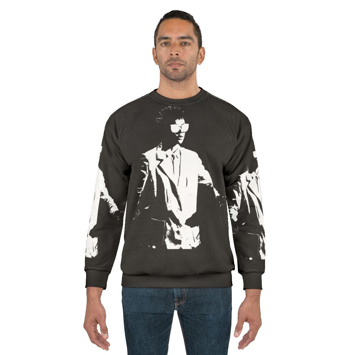 Laurie Anderson inspired "Big Science" sweatshirt in black and white duotone