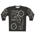 Exploded view bike sweatshirt with bicycle engineering design