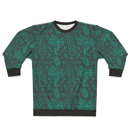 Bioshock Rapture gaming sweatshirt with continuous blue pattern